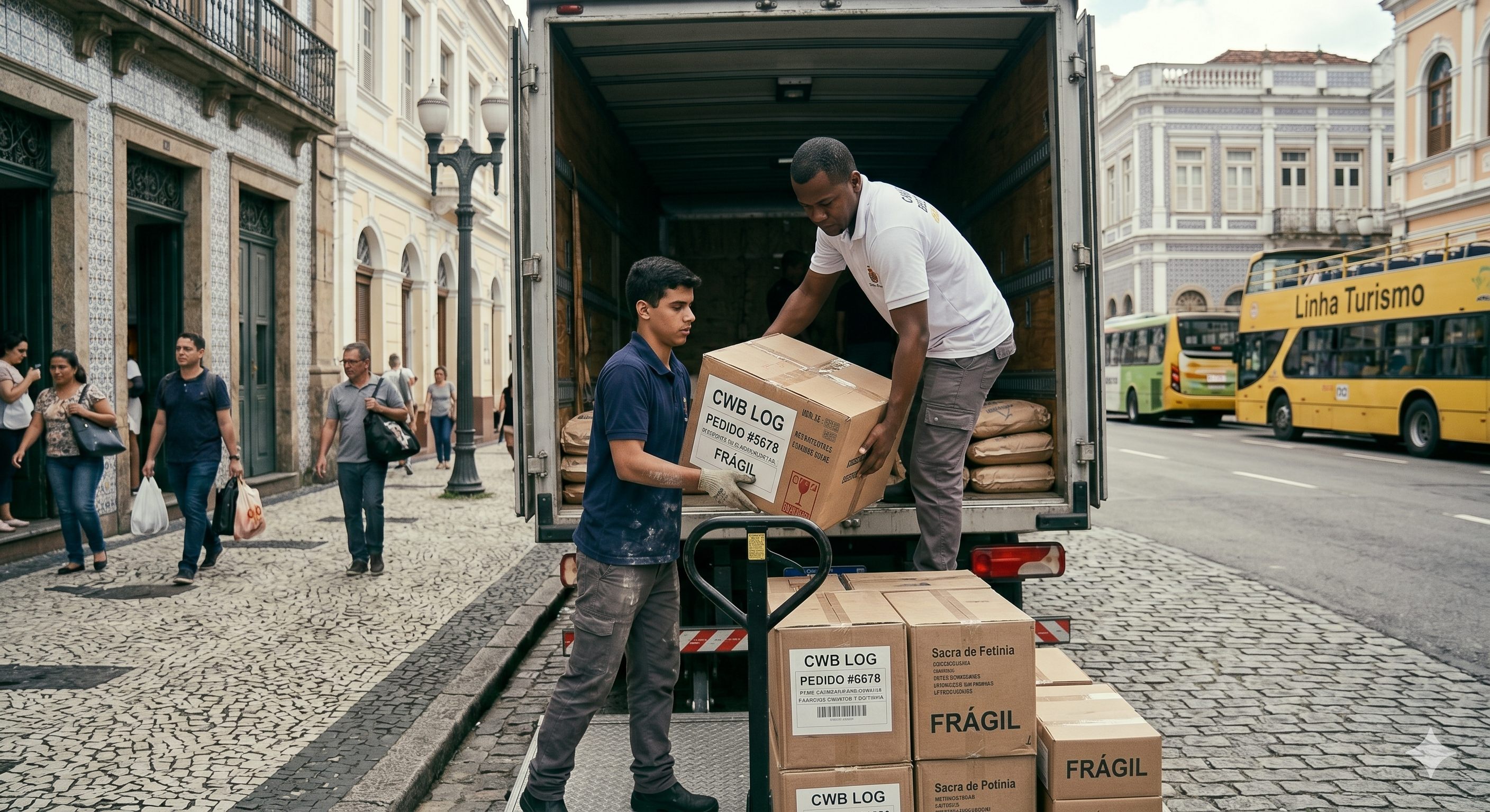 Apoio com carga e descarga de caminhão